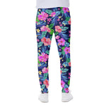 Hawaii Exotic Flowers Pattern Print Scuba Joggers
