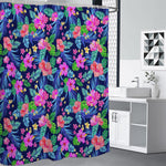 Hawaii Exotic Flowers Pattern Print Shower Curtain