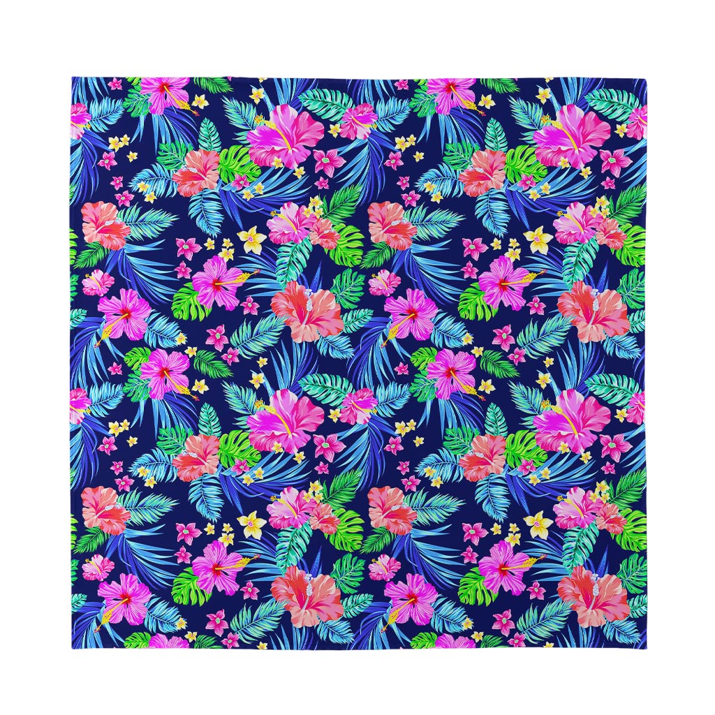Hawaii Exotic Flowers Pattern Print Silk Bandana