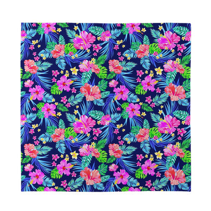 Hawaii Exotic Flowers Pattern Print Silk Bandana