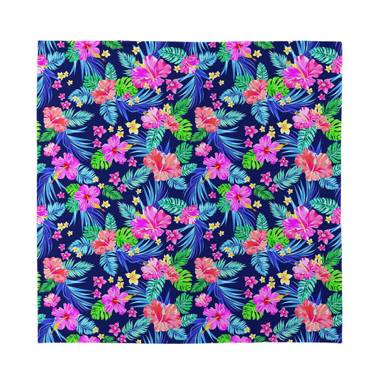 Hawaii Exotic Flowers Pattern Print Silk Bandana