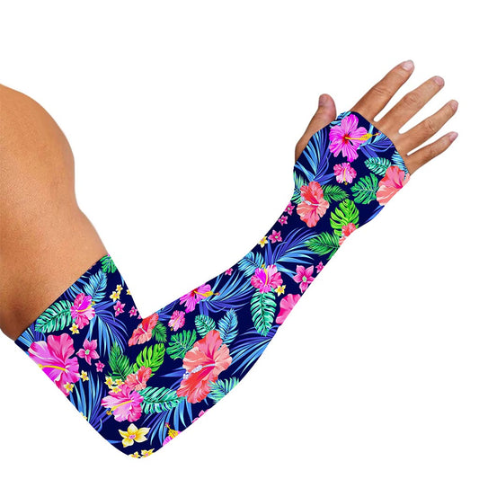Hawaii Exotic Flowers Pattern Print Sun Protection Arm Sleeves
