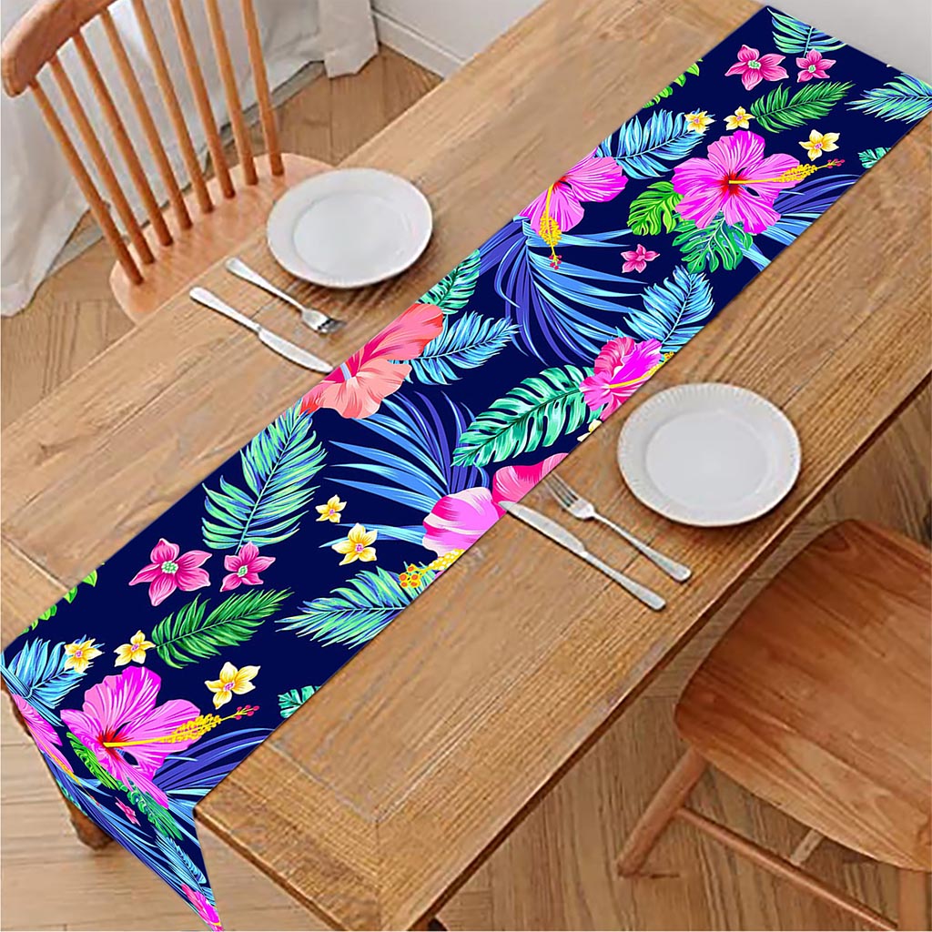 Hawaii Exotic Flowers Pattern Print Table Runner