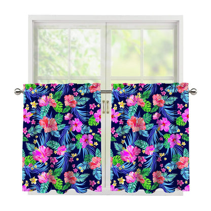 Hawaii Exotic Flowers Pattern Print Tier Curtains