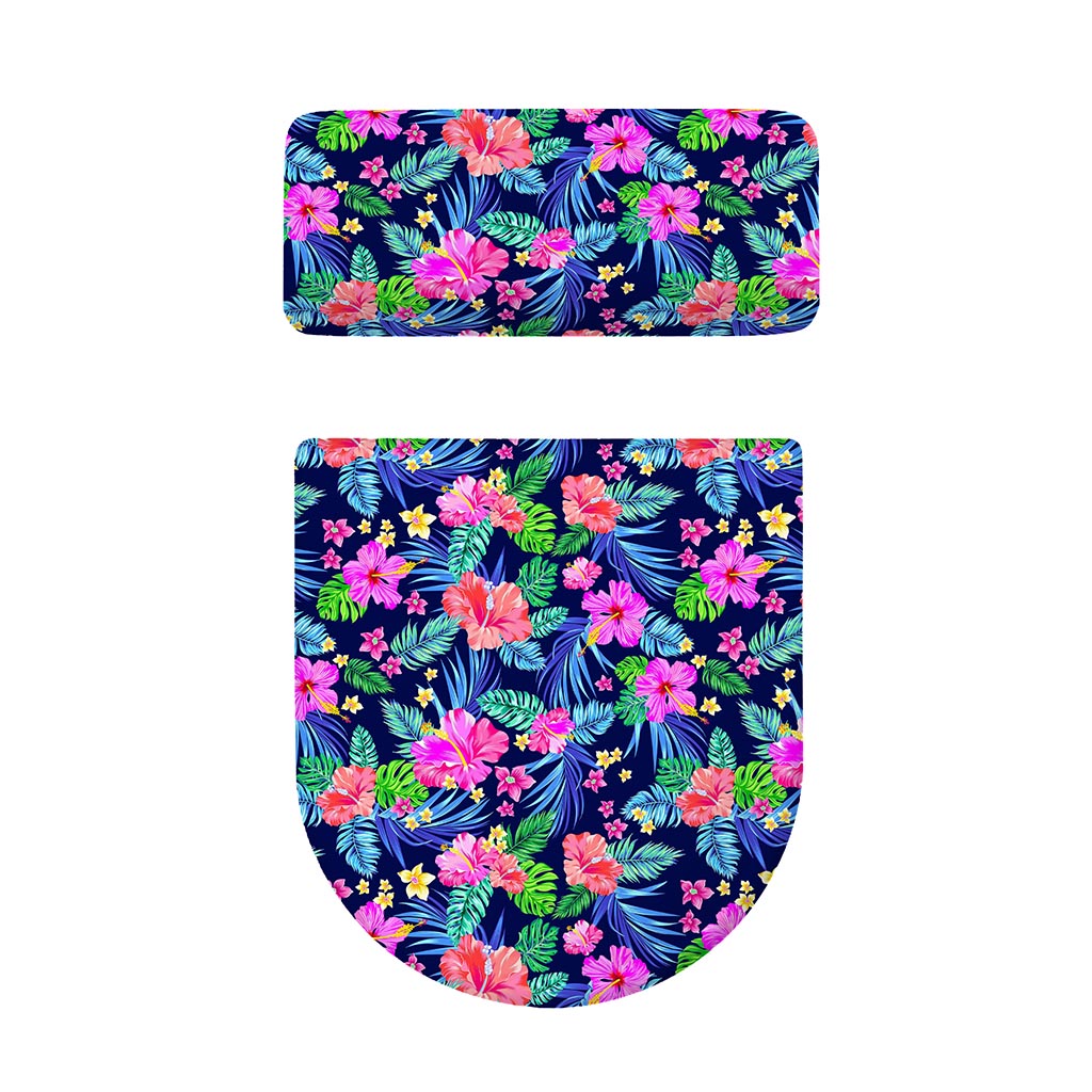 Hawaii Exotic Flowers Pattern Print Toilet Lid And Tank Cover Set