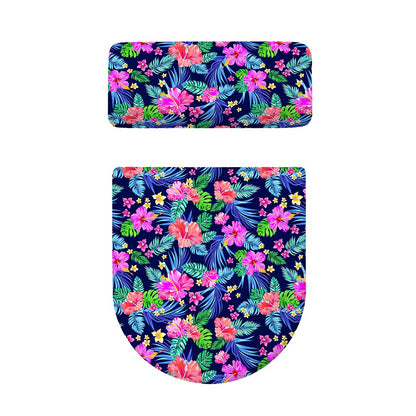 Hawaii Exotic Flowers Pattern Print Toilet Lid And Tank Cover Set