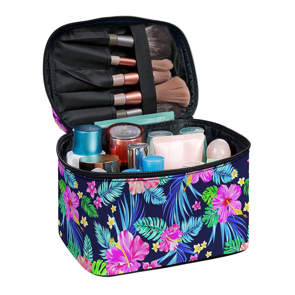 Hawaii Exotic Flowers Pattern Print Travel Makeup Bag