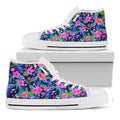 Hawaii Exotic Flowers Pattern Print White High Top Sneakers
