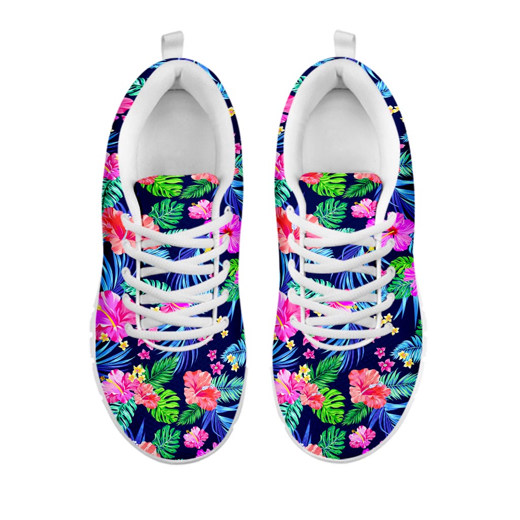 Hawaii Exotic Flowers Pattern Print White Running Shoes