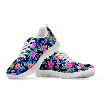 Hawaii Exotic Flowers Pattern Print White Running Shoes