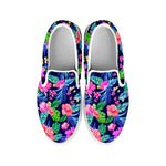 Hawaii Exotic Flowers Pattern Print White Slip On Sneakers