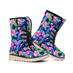 Hawaii Exotic Flowers Pattern Print Winter Boots