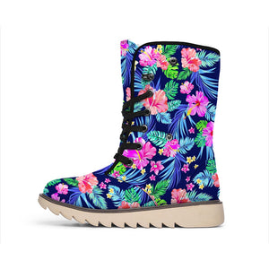 Hawaii Exotic Flowers Pattern Print Winter Boots