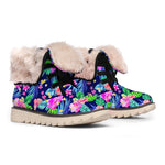 Hawaii Exotic Flowers Pattern Print Winter Boots