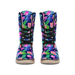 Hawaii Exotic Flowers Pattern Print Winter Boots