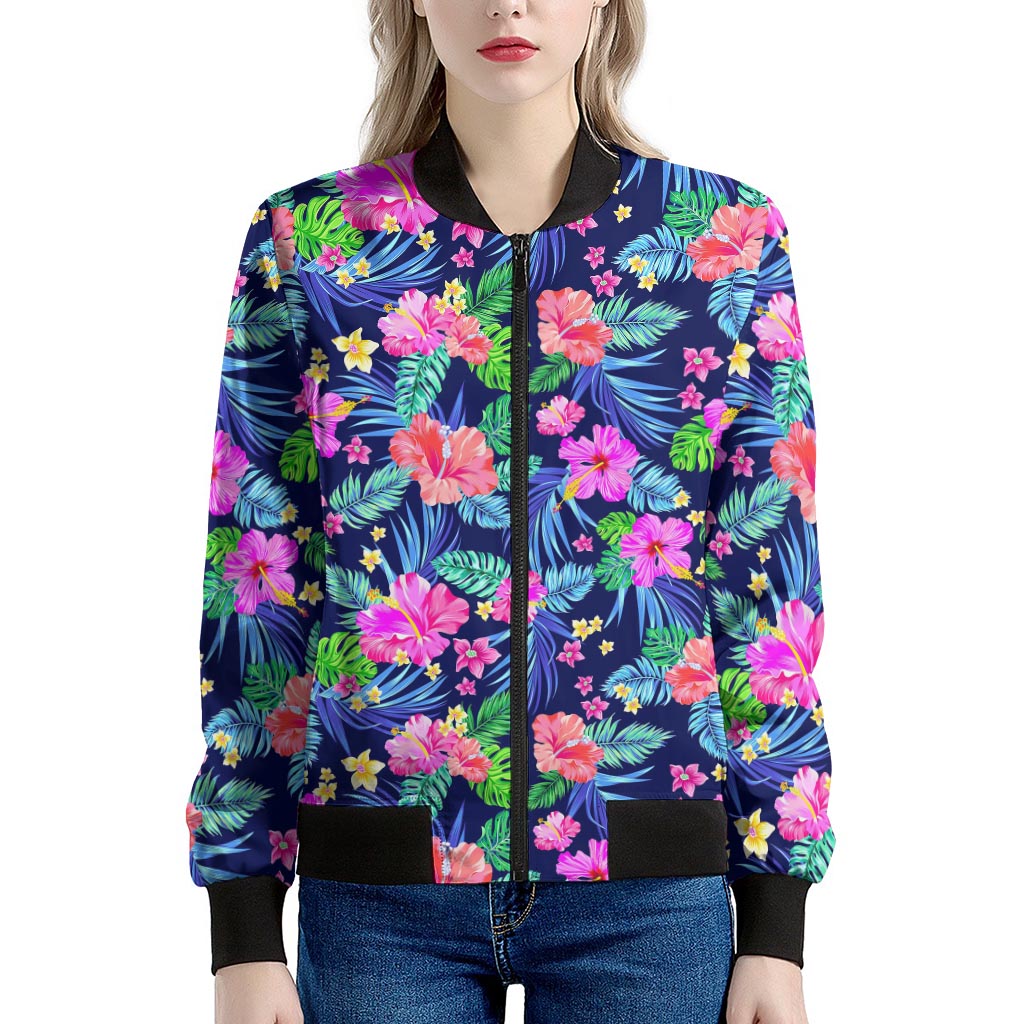 Hawaii Exotic Flowers Pattern Print Women's Bomber Jacket