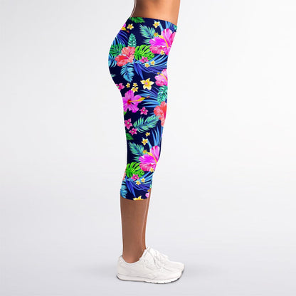 Hawaii Exotic Flowers Pattern Print Women's Capri Leggings