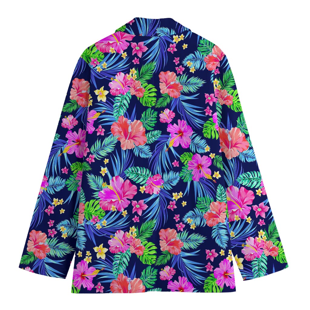 Hawaii Exotic Flowers Pattern Print Women's Cotton Blazer