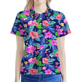 Hawaii Exotic Flowers Pattern Print Women's Polo Shirt
