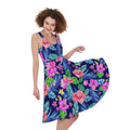 Hawaii Exotic Flowers Pattern Print Sleeveless Knee Length Dress
