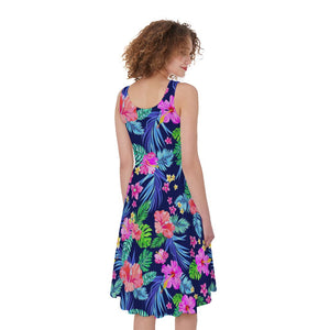 Hawaii Exotic Flowers Pattern Print Women's Sleeveless Dress