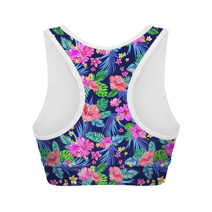 Hawaii Exotic Flowers Pattern Print Women's Sports Bra