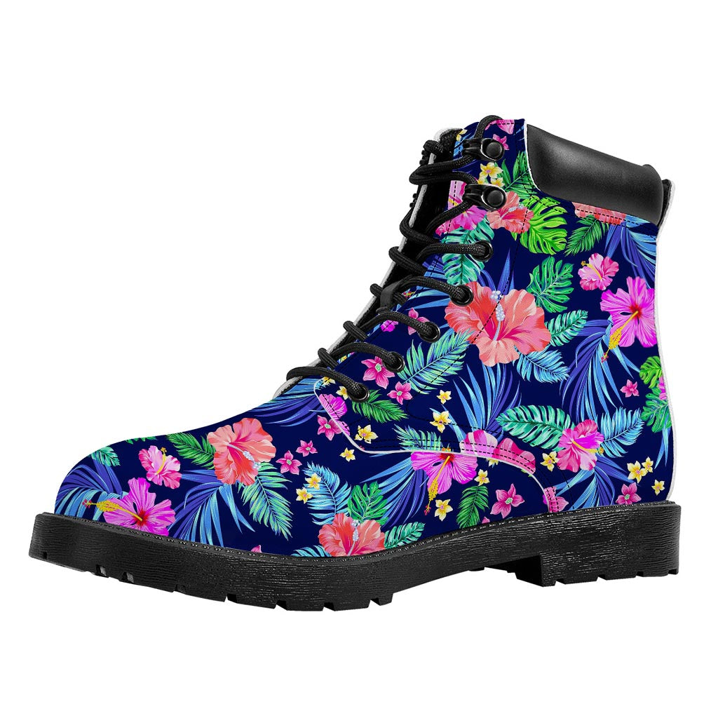 Hawaii Exotic Flowers Pattern Print Work Boots