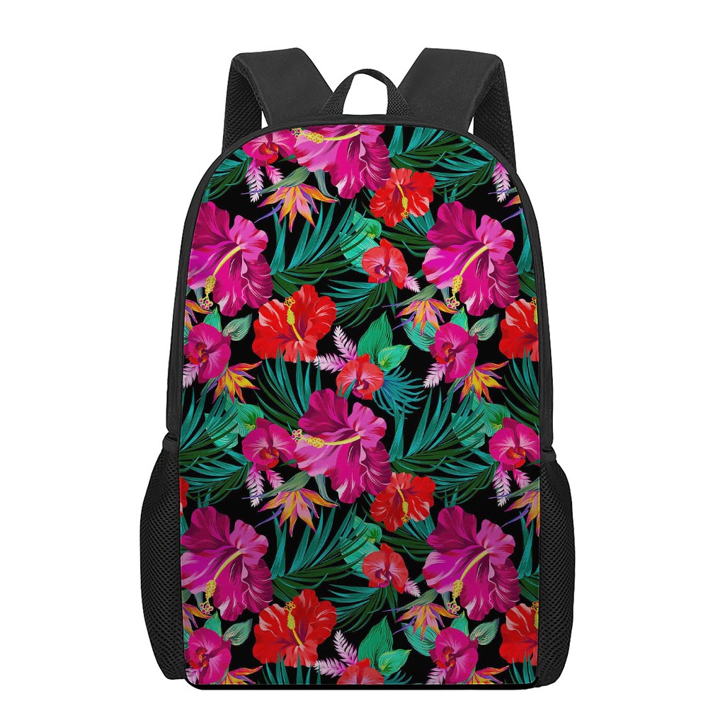 Hawaii Floral Flowers Pattern Print 17 Inch Backpack