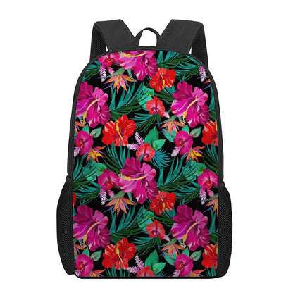Hawaii Floral Flowers Pattern Print 17 Inch Backpack