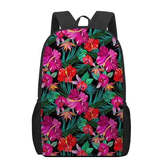 Hawaii Floral Flowers Pattern Print 17 Inch Backpack