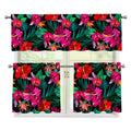 Hawaii Floral Flowers Pattern Print 3 Piece Kitchen Curtains