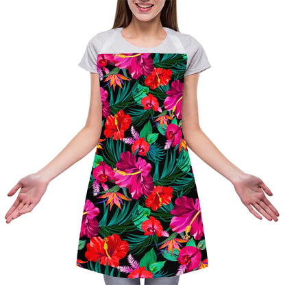 Hawaii Floral Flowers Pattern Print Adjustable Apron