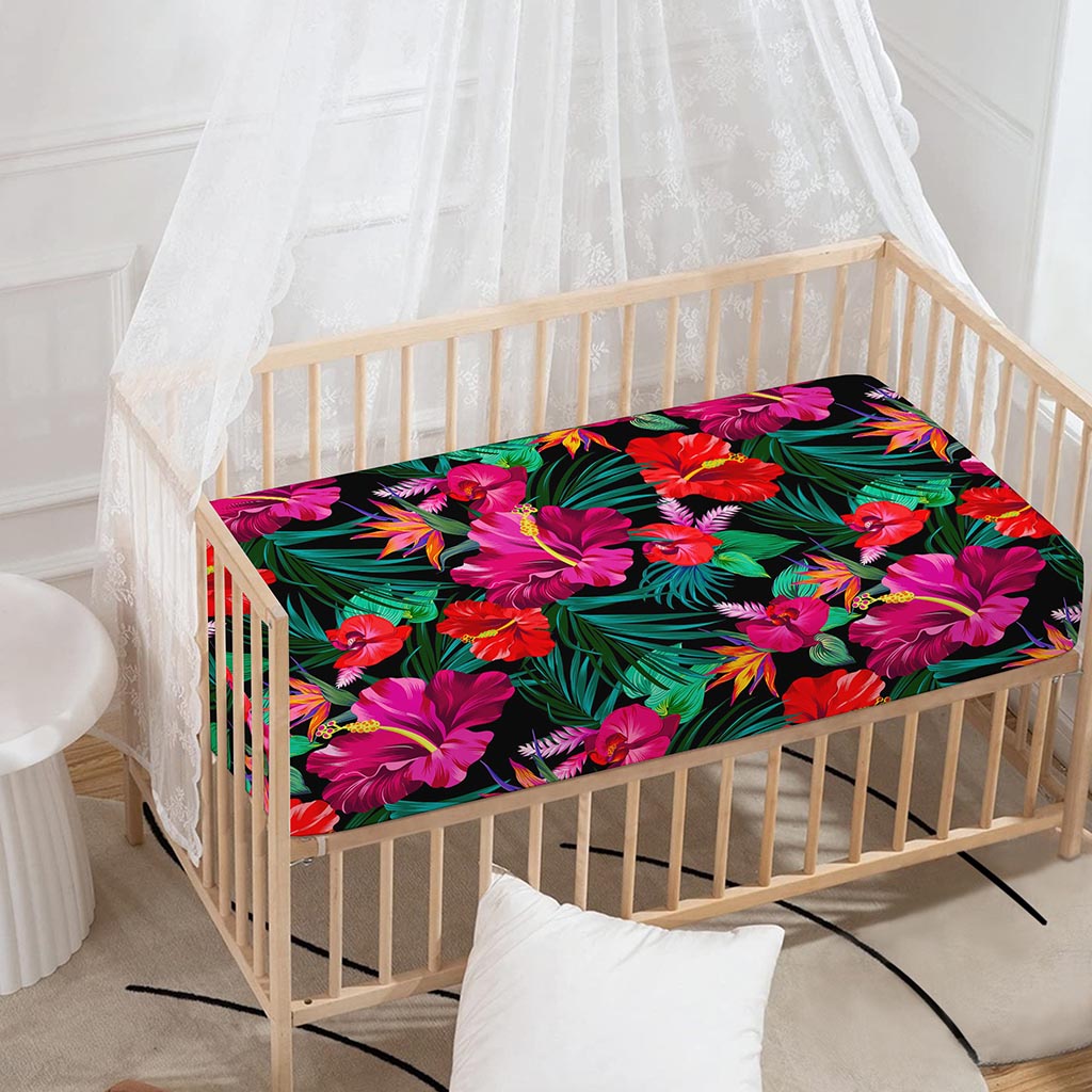 Hawaii Floral Flowers Pattern Print Baby Crib Sheet