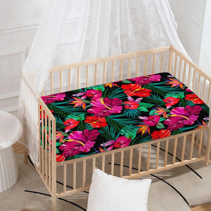 Hawaii Floral Flowers Pattern Print Baby Crib Sheet