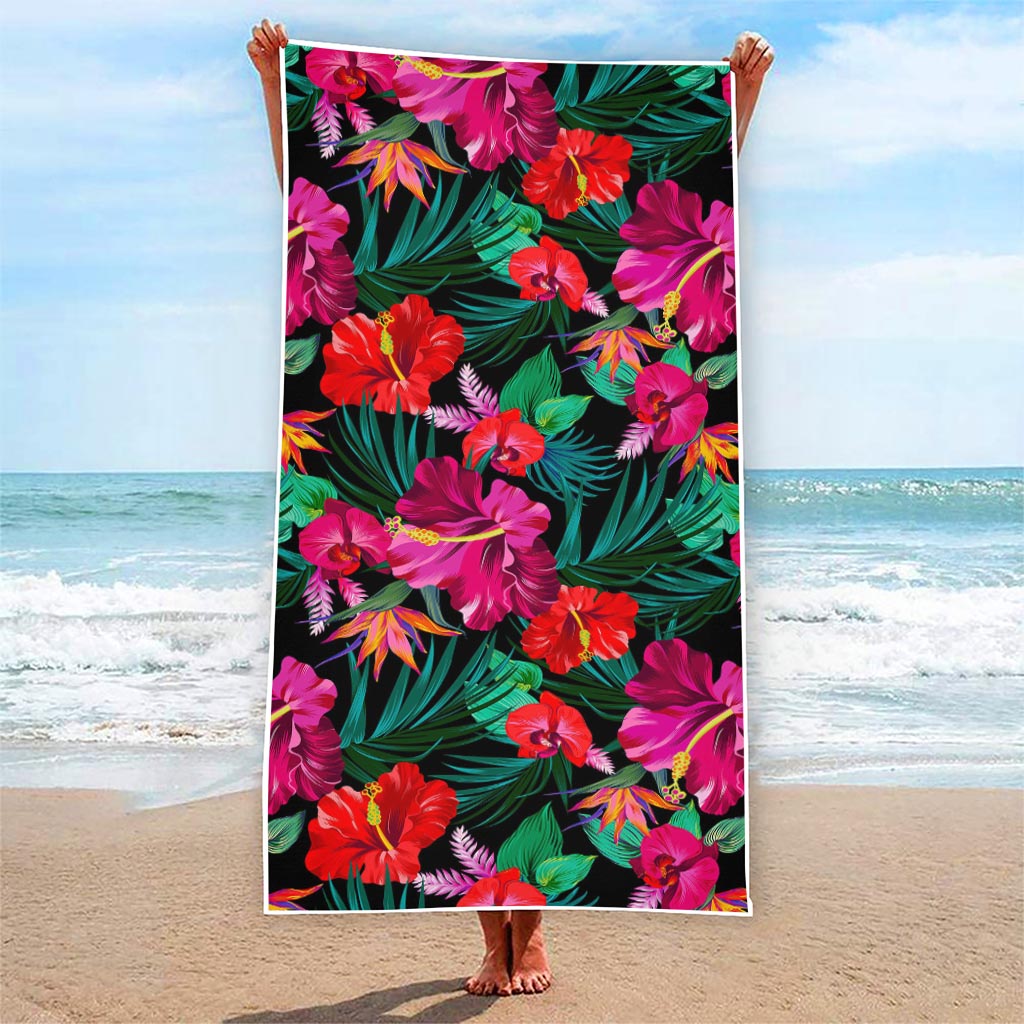 Hawaii Floral Flowers Pattern Print Beach Towel