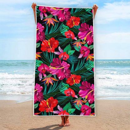 Hawaii Floral Flowers Pattern Print Beach Towel