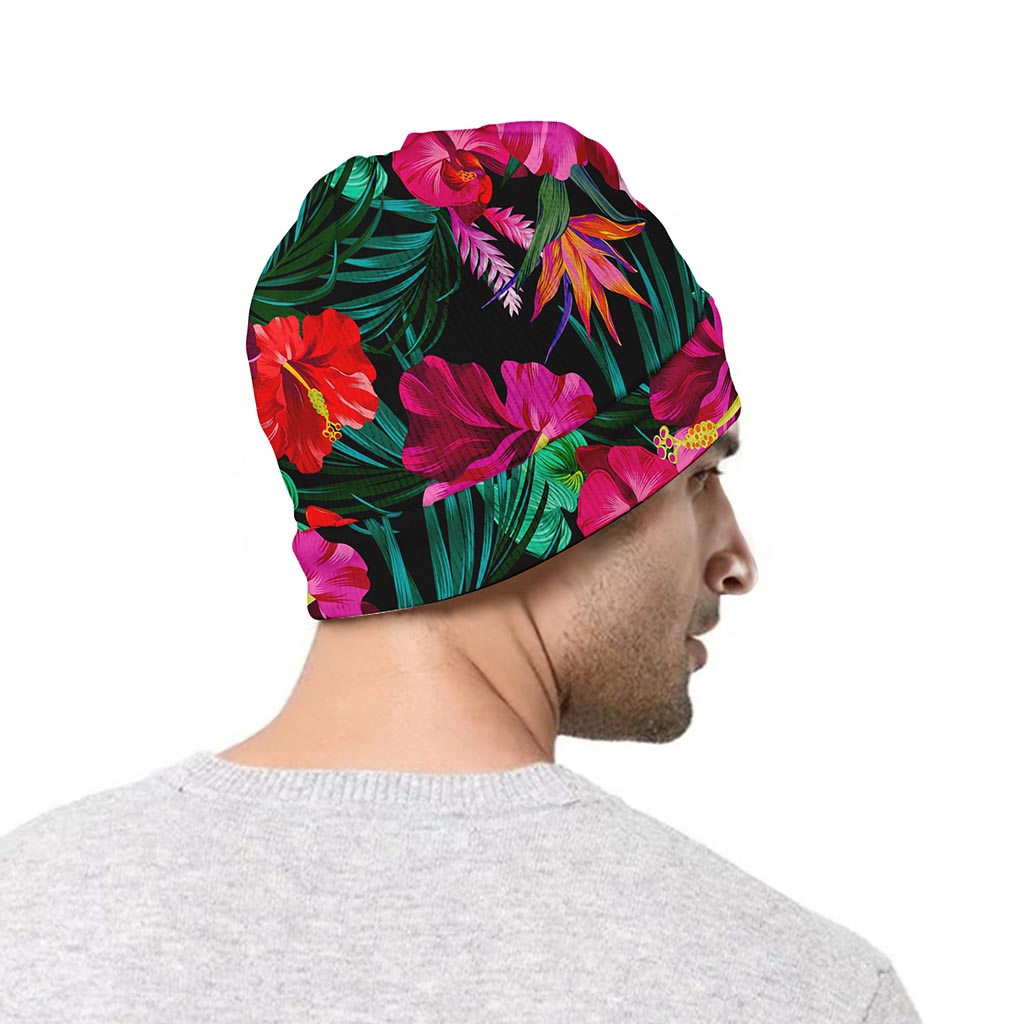 Hawaii Floral Flowers Pattern Print Beanie