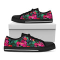 Hawaii Floral Flowers Pattern Print Black Low Top Sneakers