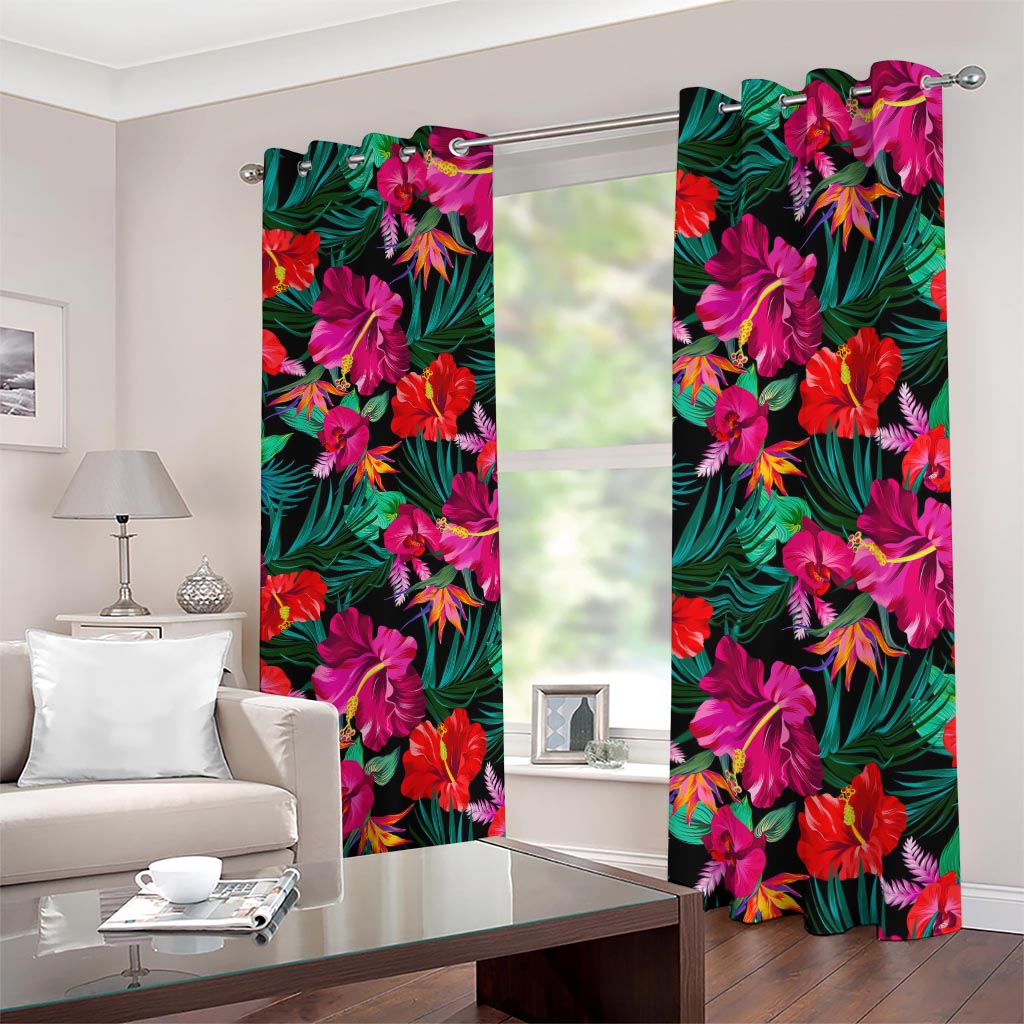 Hawaii Floral Flowers Pattern Print Blackout Grommet Curtains