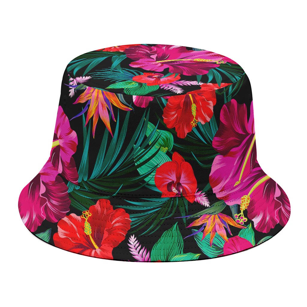 Hawaii Floral Flowers Pattern Print Bucket Hat