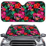 Hawaii Floral Flowers Pattern Print Car Windshield Sun Shade