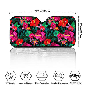 Hawaii Floral Flowers Pattern Print Car Windshield Sun Shade