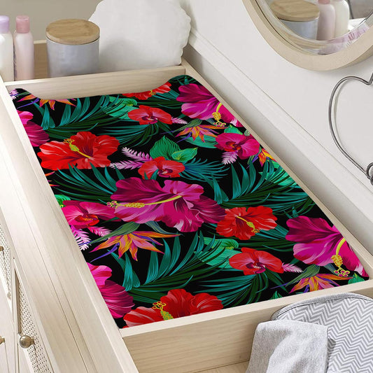 Hawaii Floral Flowers Pattern Print Changing Pad Cover