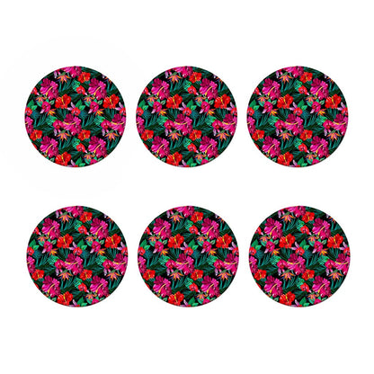 Hawaii Floral Flowers Pattern Print Coaster Set