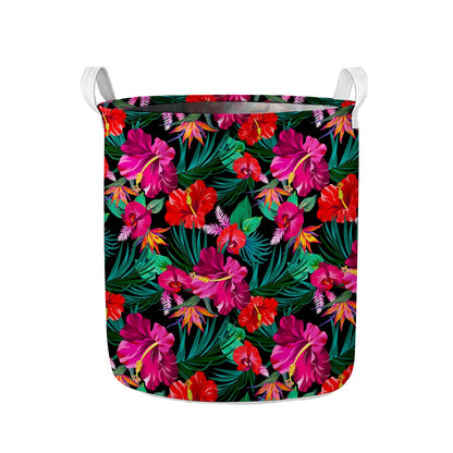 Hawaii Floral Flowers Pattern Print Collapsible Laundry Basket
