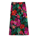 Hawaii Floral Flowers Pattern Print Cotton Front Slit Maxi Skirt