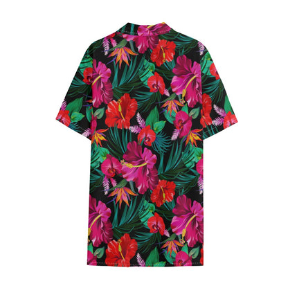 Hawaii Floral Flowers Pattern Print Cotton Hawaiian Shirt
