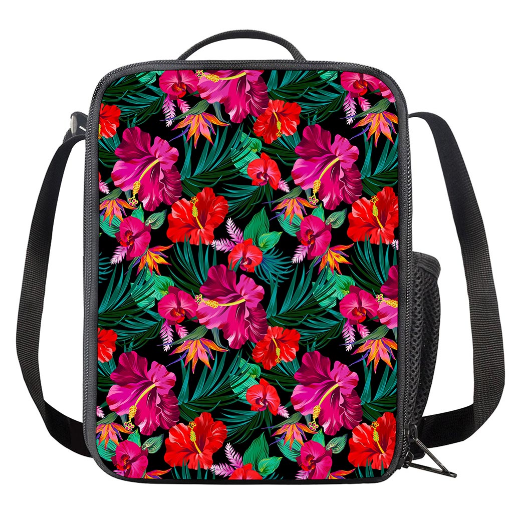 Hawaii Floral Flowers Pattern Print Crossbody Lunch Bag