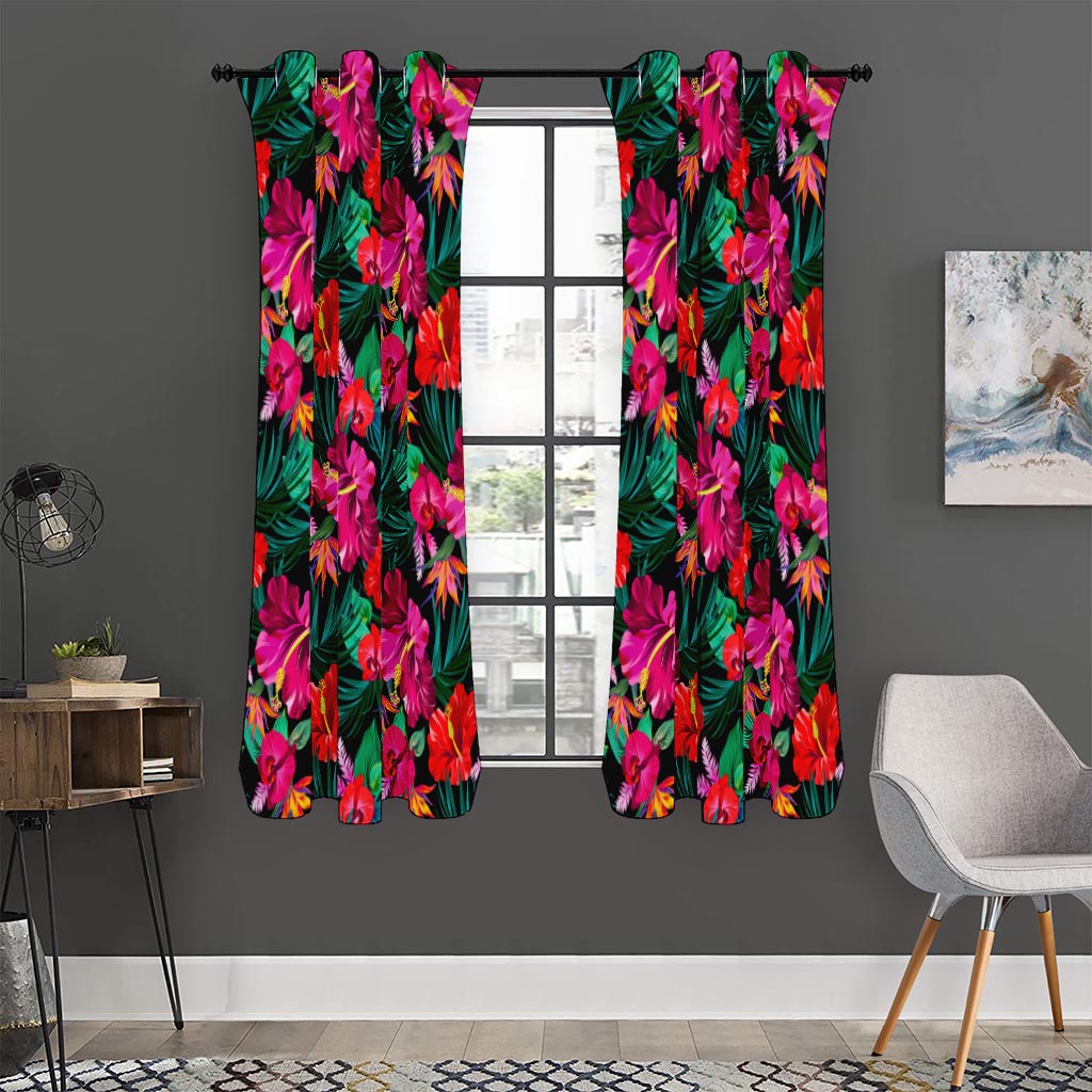 Hawaii Floral Flowers Pattern Print Curtain