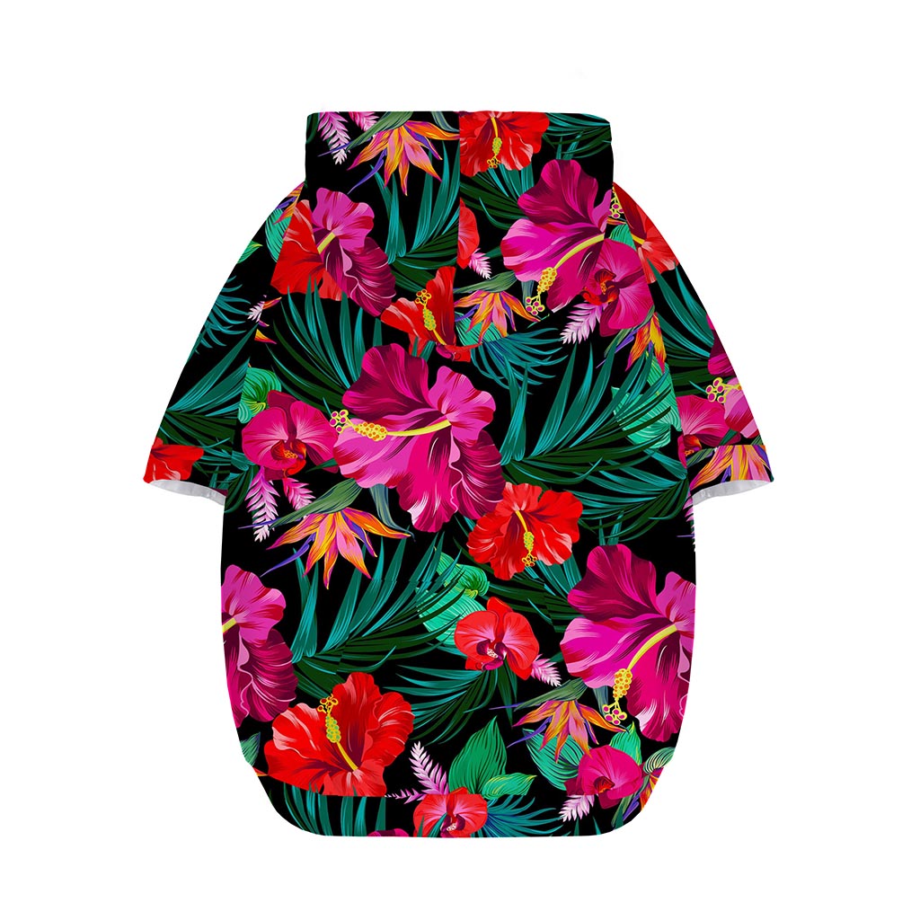Hawaii Floral Flowers Pattern Print Dog Zip Up Hoodie